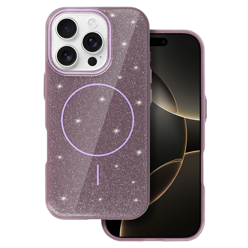 Magnetinis Itin Plonas Blizgus dėklas Iphone 14 Pro Max violetinė