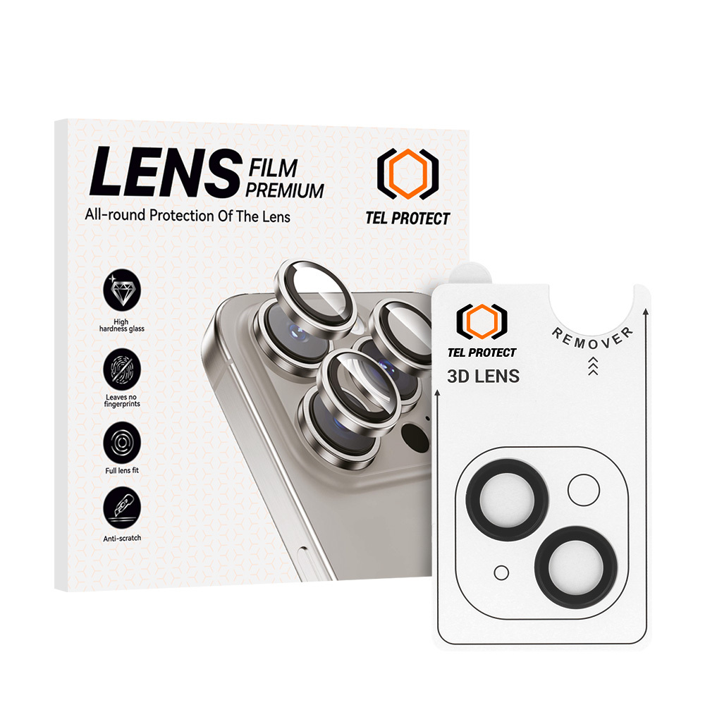 Apsauginis stiklas Tel Protect 3D Lens ant kameros Iphone 14/14 Plus/16e juodas (2 lęšiai)