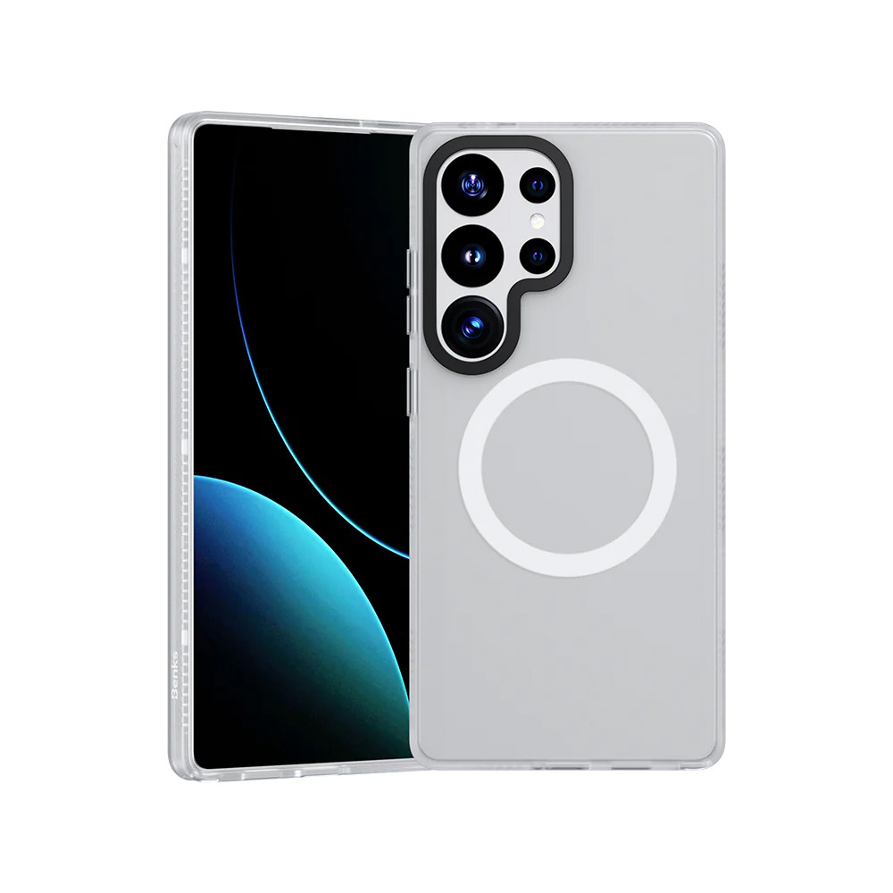 Benks magnetinis Lucid Armor dėklas (0045) Samsung Galaxy S25 Plus Ultra telefonui, baltas