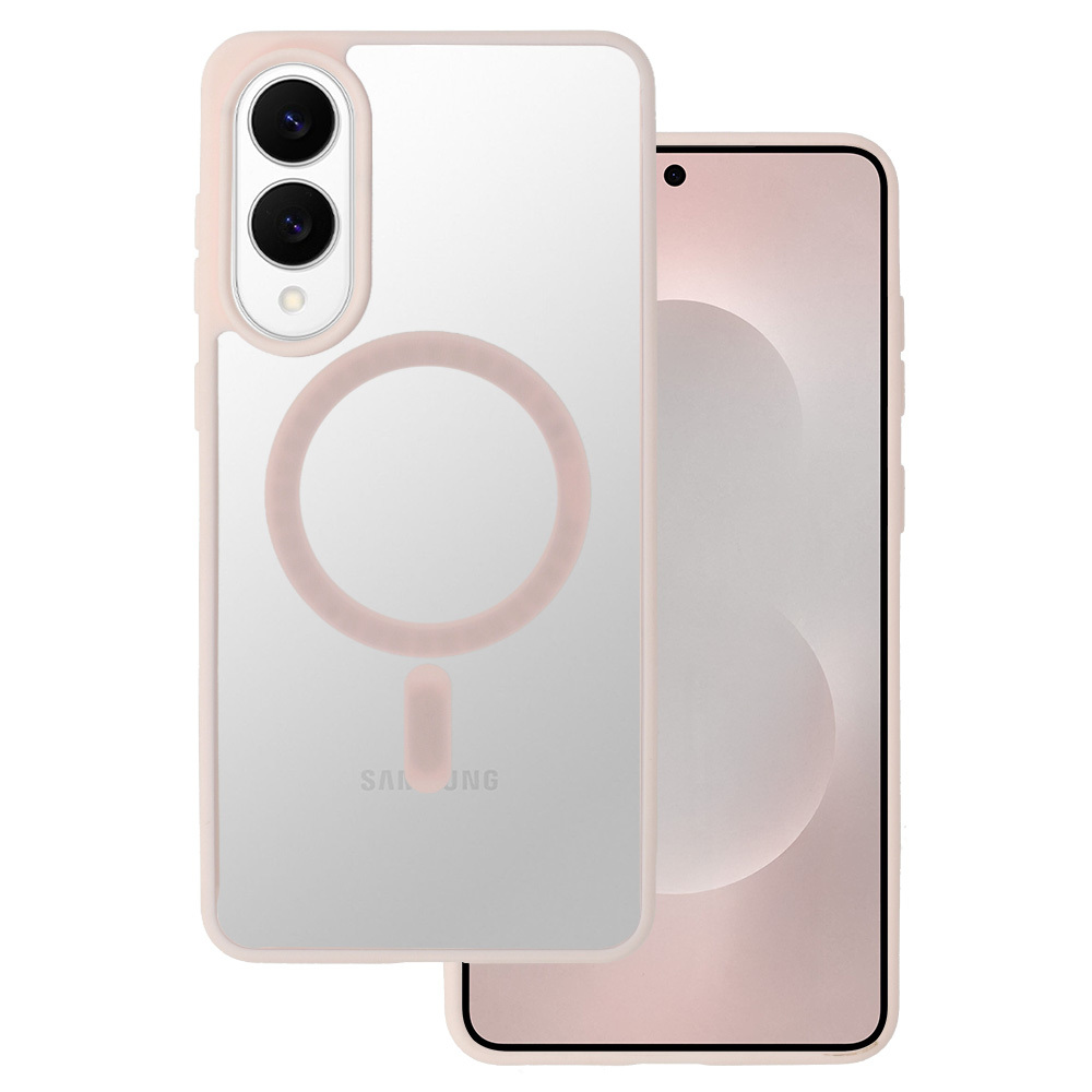 Akrilinis spalvotas Magsafe dėklas Samsung Galaxy S25 Edge šviesiai rožinis