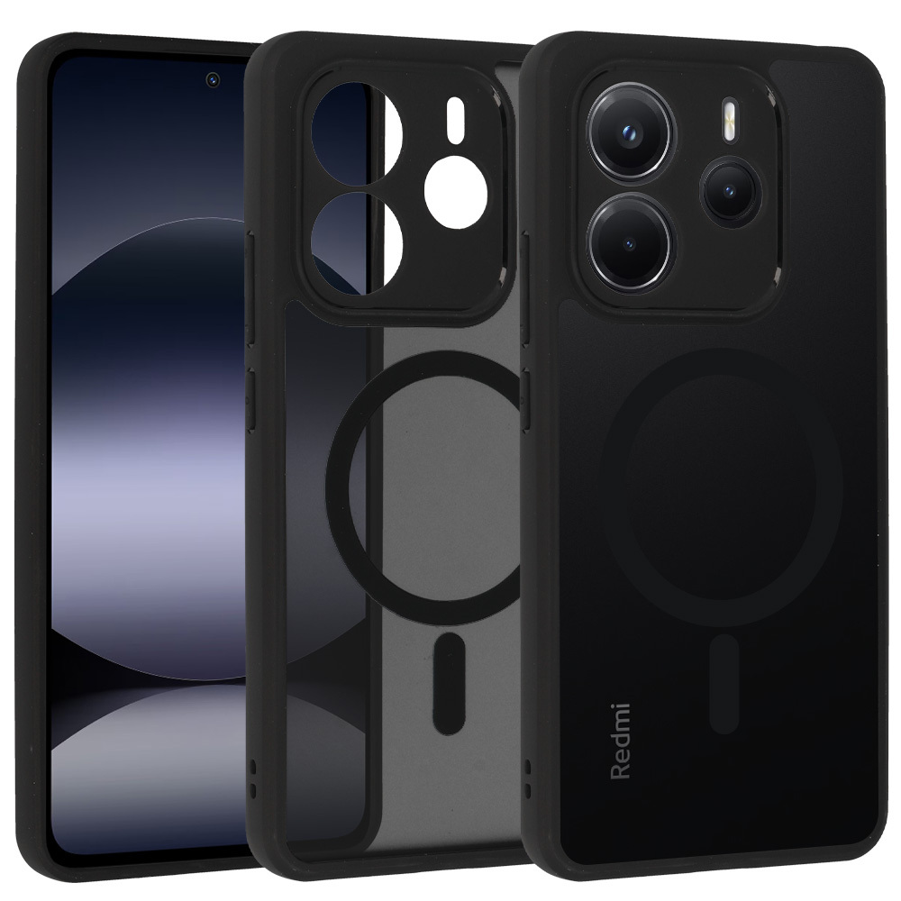 Visiškai matinis Magnētinis dėklas Xiaomi Redmi Note 14 5G juodas