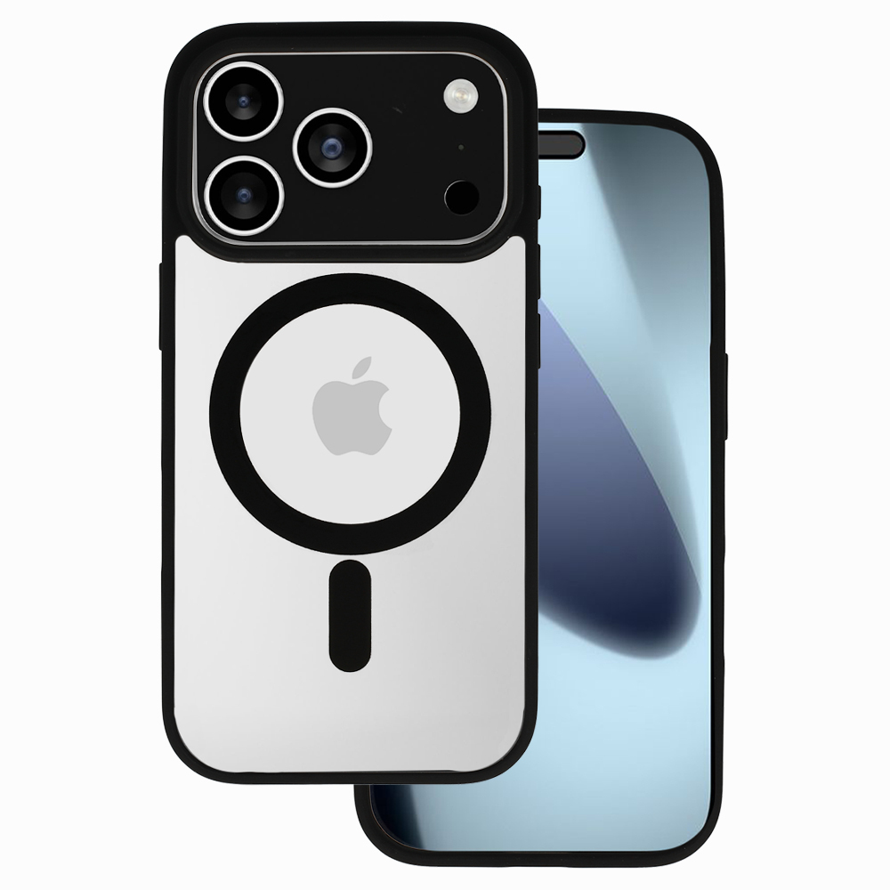 Akrilinis spalvotas magnetinis dėklas telefonui Iphone 17 Pro Max juodas