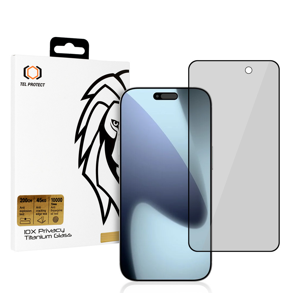 Grūdintas stiklas Tel Protect 10X Privacy Titanium skirtas Iphone 17 Pro