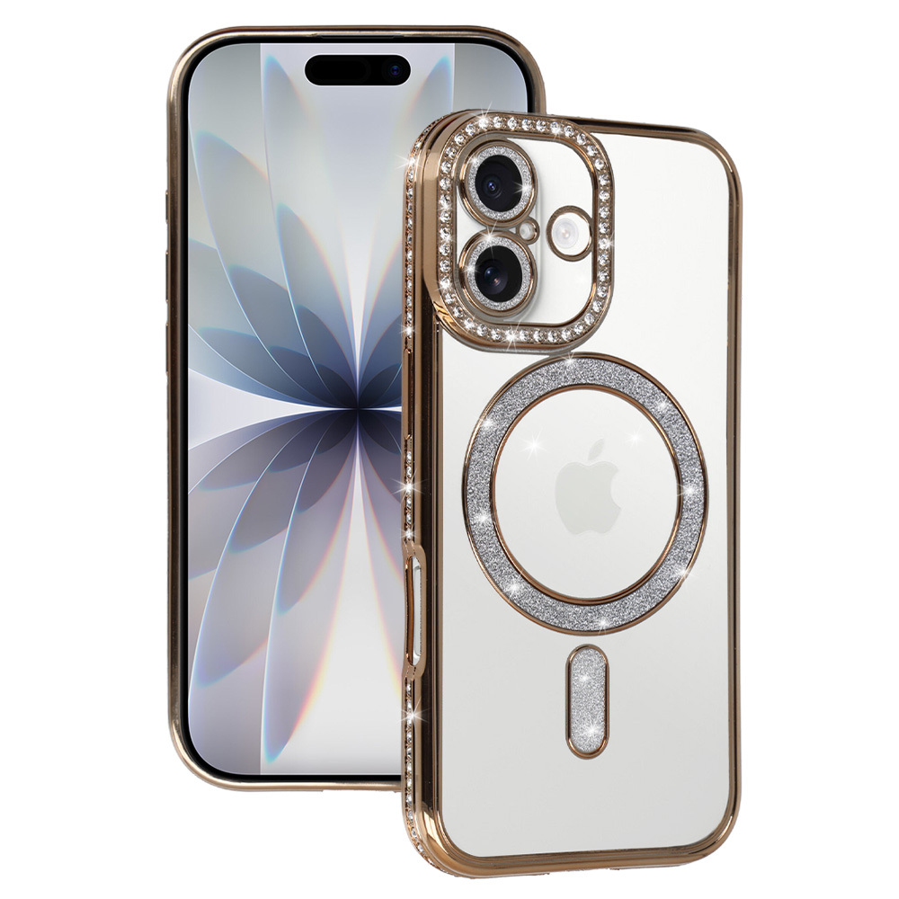 Bling Magsafe auksinis dėklas telefonui iPhone 17