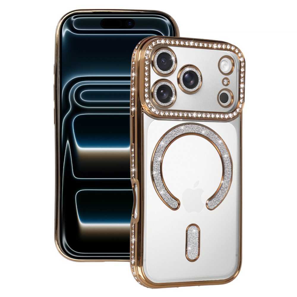 Dėklas telefonui (m) Bling Magsafe Case for Iphone 17 Pro Max - auksinis