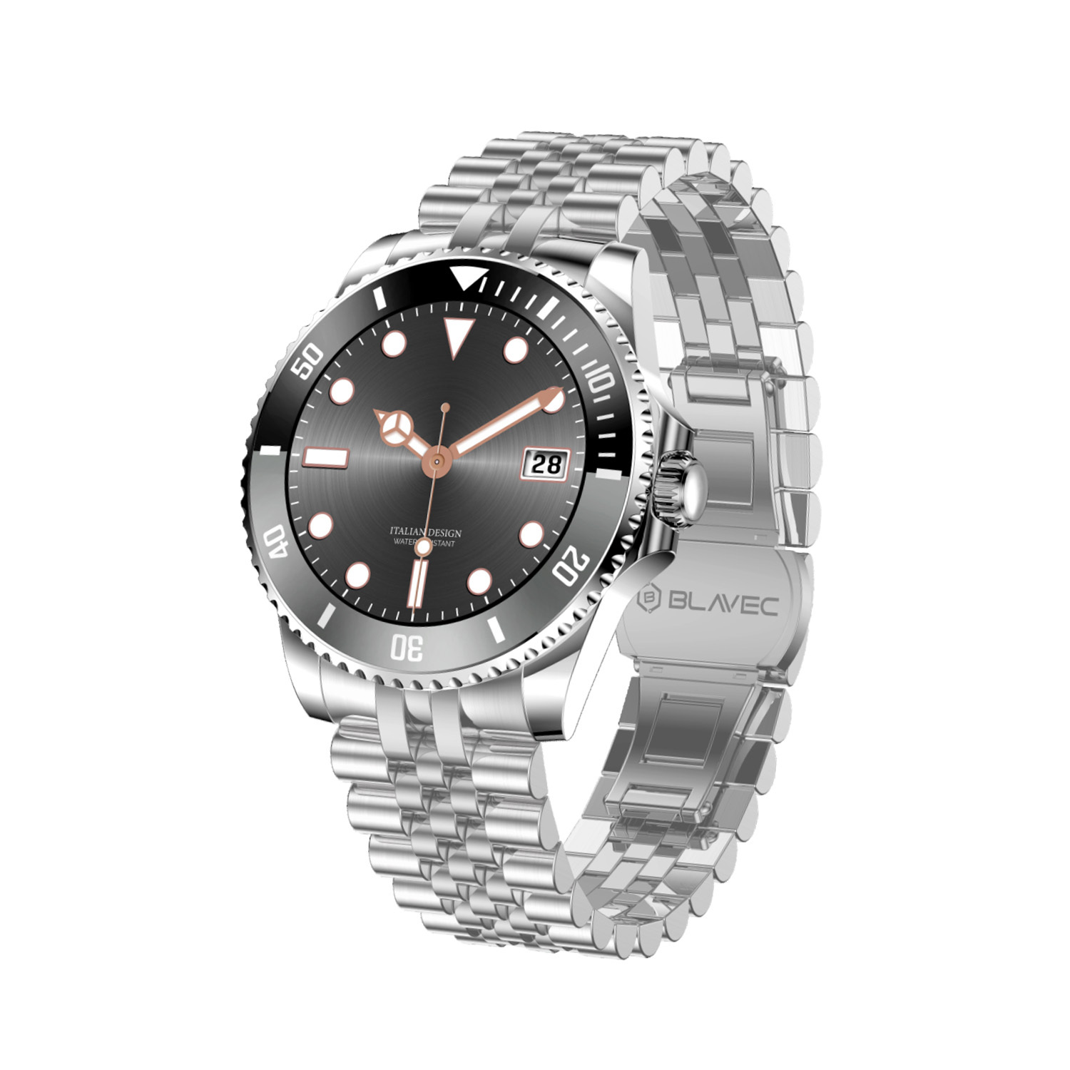 Blavec išmanusis laikrodis M-02 Business AMOLED viso lietimo balsui skambinti (SWM02-S) sidabrinis