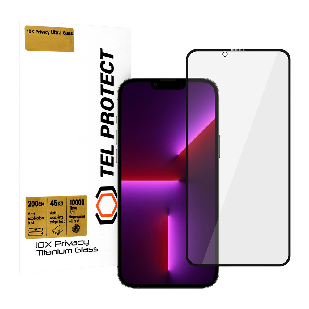 Apsauginis stiklas Tel Protect 10X Privatumas Titanium ant Iphone 13 Pro Max (vokas)