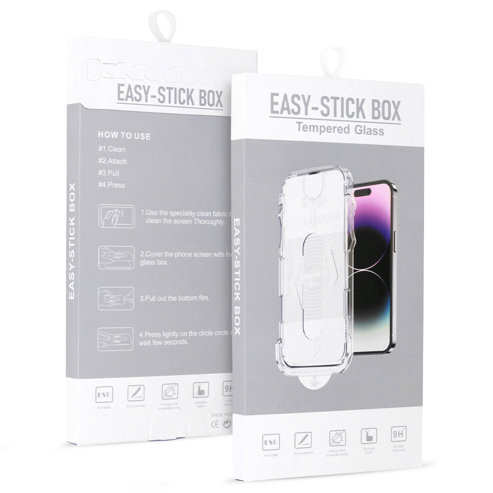 Grūdintas stiklas pilnas klijavimas Easy-Stick dėžutė iPhone 11 PRO MAX juodas