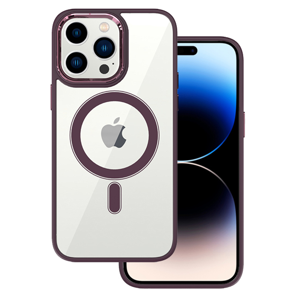 Tel Protect Magnetinis skaidrus dėklas telefonui Iphone 13 Pro Vyšninė
