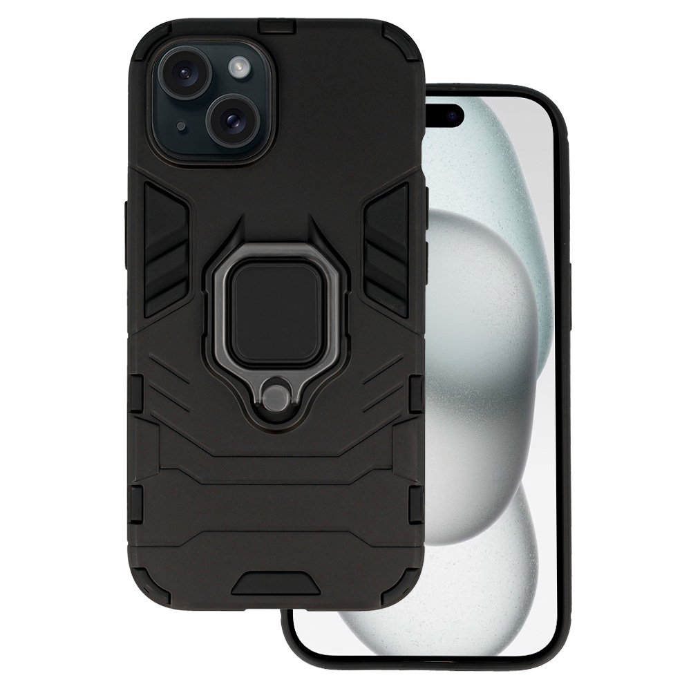 Ring Armor dėklas telefonui iPhone 15 juodas