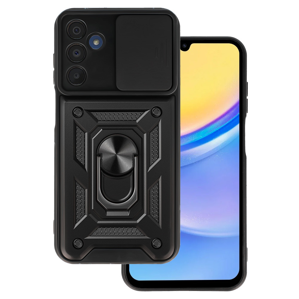 Dėklas telefonui Slide Camera Armor Samsung Galaxy A15 4G/5G – juodas