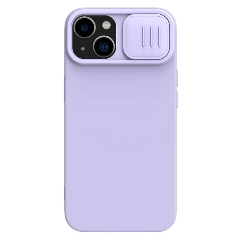 Dėklas Nillkin CamShield Silky Silicone Apple iPhone 15 Plus šviesiai violetinis
