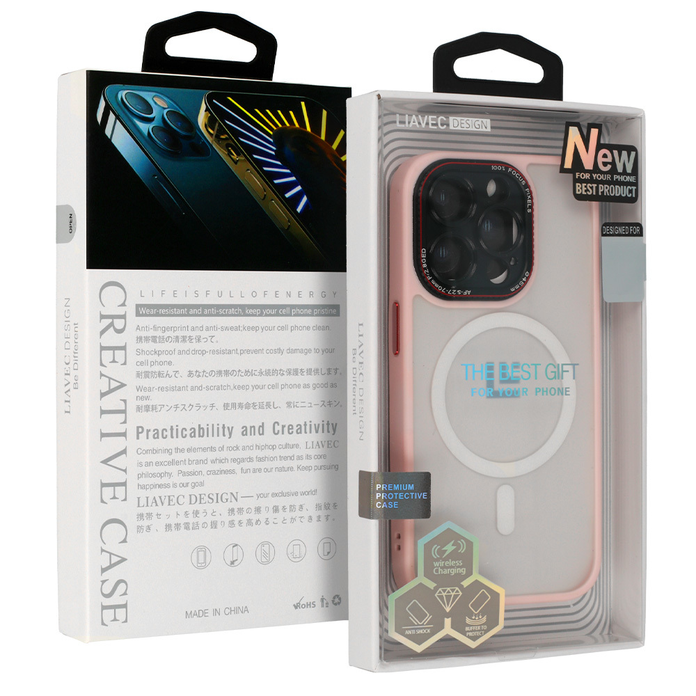 LK Magsafe dėklas telefonui Iphone 15 Plus šviesiai rožinis