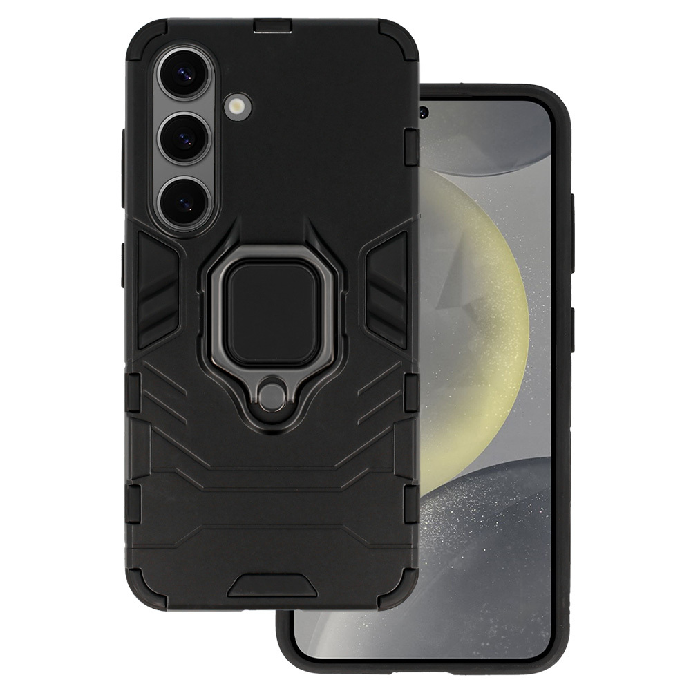 Žiedinis šarvuotas dėklas telefonui Samsung Galaxy S24 juodas