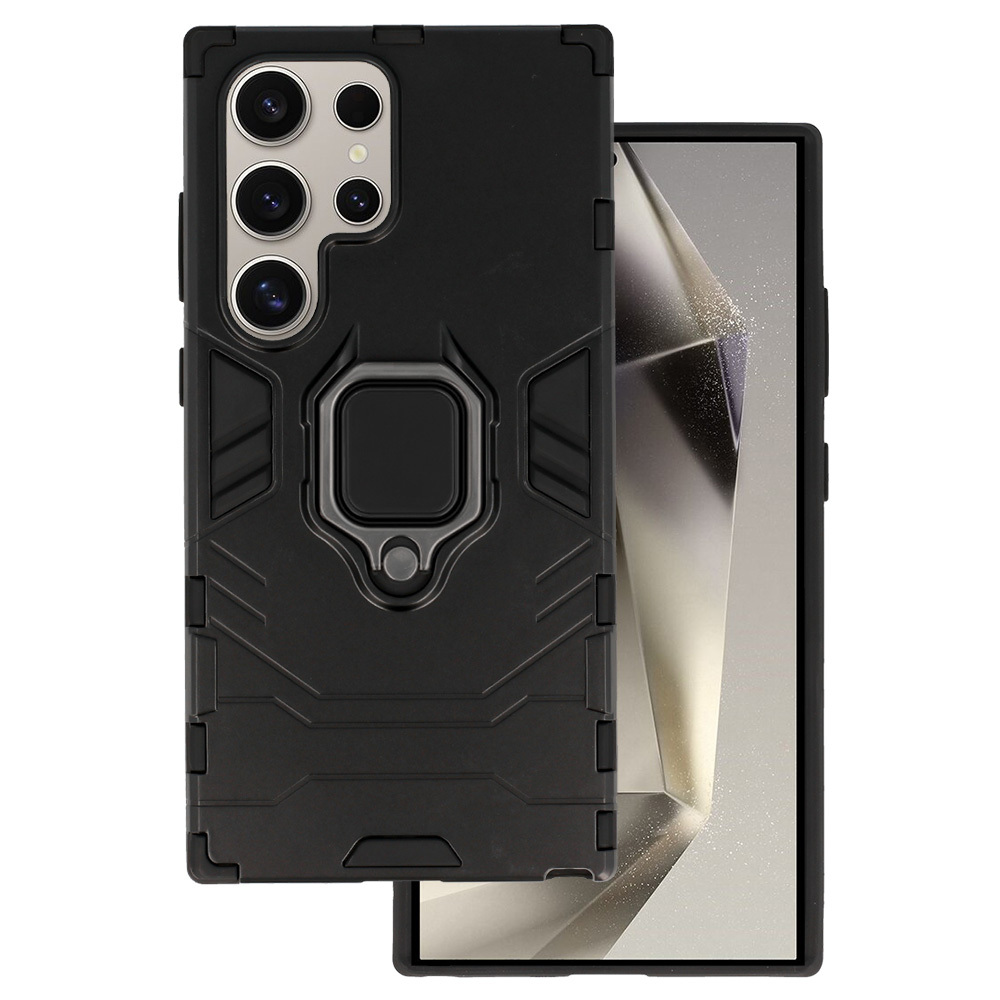 Žiedinis šarvuotas dėklas telefonui Samsung Galaxy S24 Ultra juodas