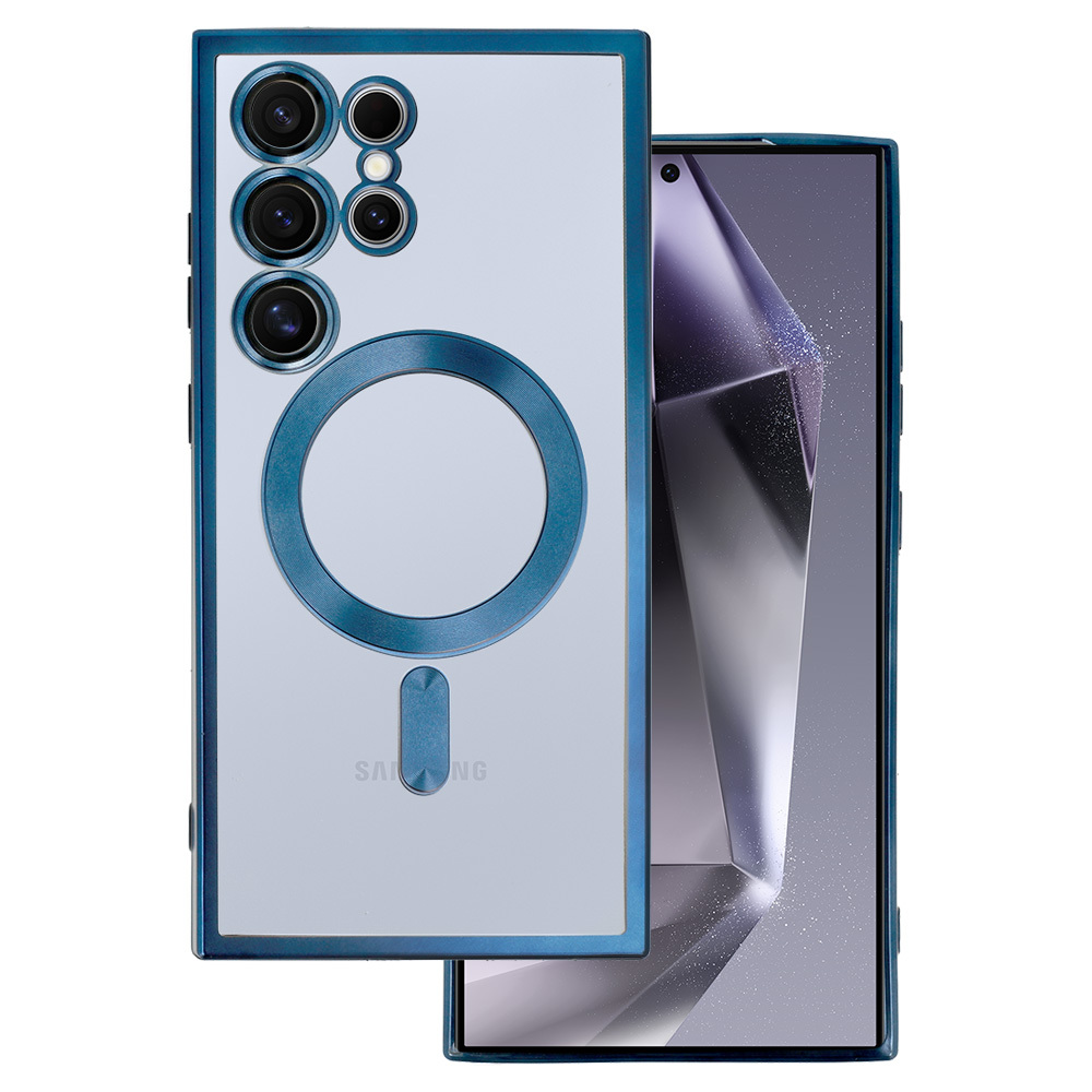 Metalinis magnetinis dėklas telefonui Samsung Galaxy S24 Ultra mėlynas