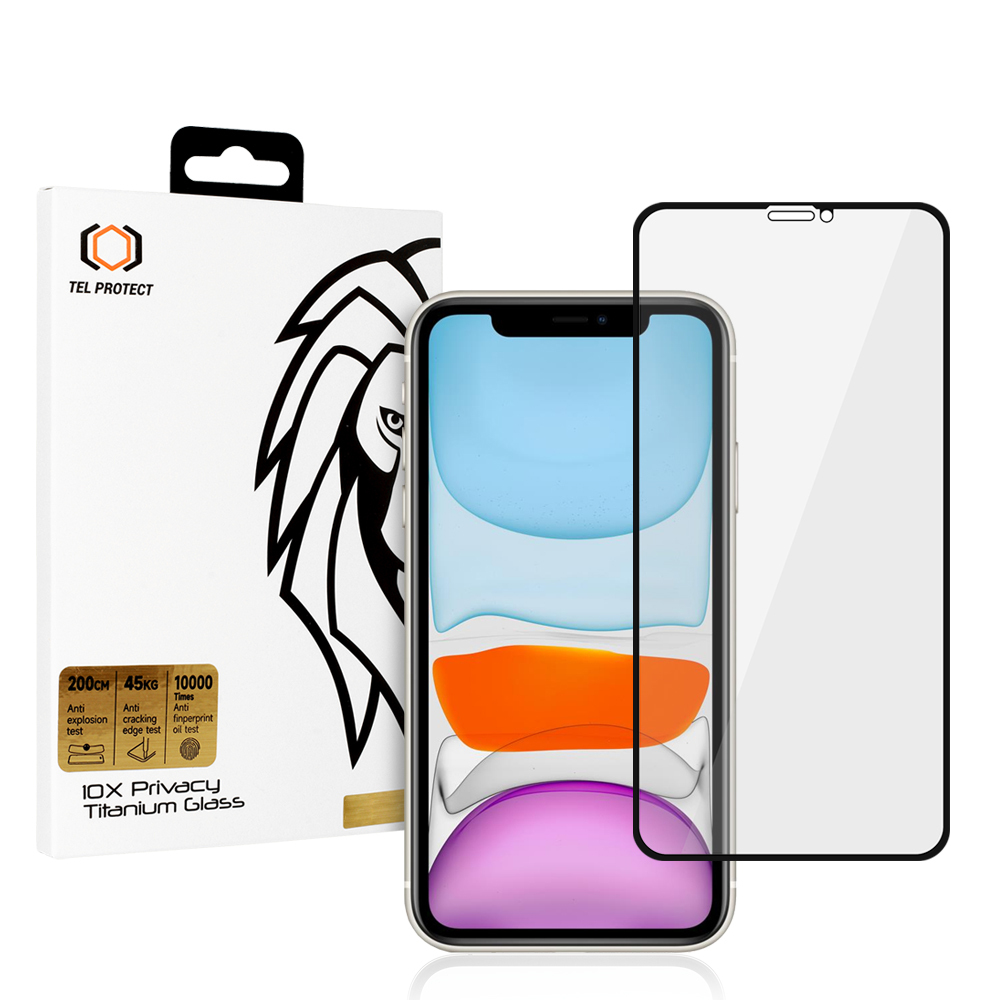 Privatumo apsauginis stiklas Tel Protect 10X Privacy Titanium skirtas Iphone 11/XR