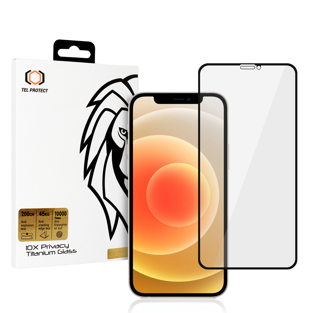 Privatumo apsauginis stiklas Tel Protect 10X Privacy Titanium skirtas Iphone 12/12 Pro
