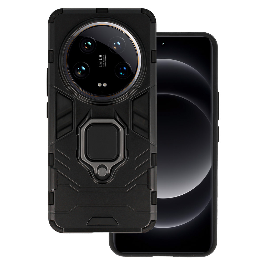 Žiedinis šarvuotas dėklas telefonui Xiaomi 14 Ultra juodas
