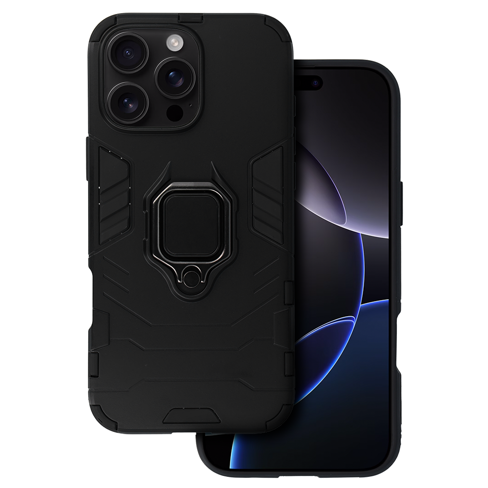 Ring Armor dėklas telefonui iPhone 16 Pro Max juodas