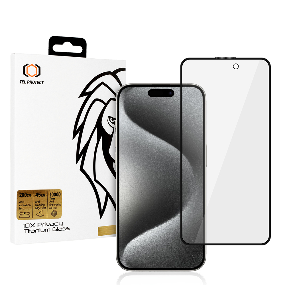 Grūdintas stiklas Tel Protect 10X Privacy Titanium Iphone 16 Pro/17