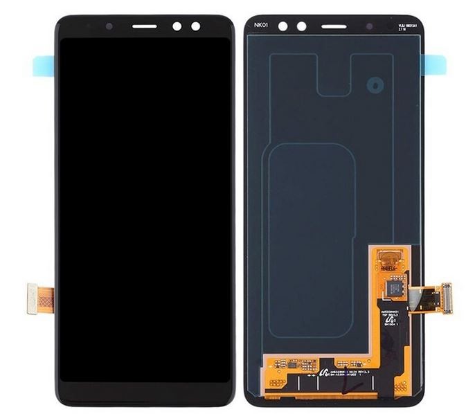 Ekranas Samsung A530 A8 2018 su lietimui jautriu stikliuku juodas OLED