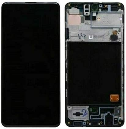 Ekranas Samsung A515 A51 su lietimui jautriu stikliuku ir rėmeliu juodas OLED (real size)