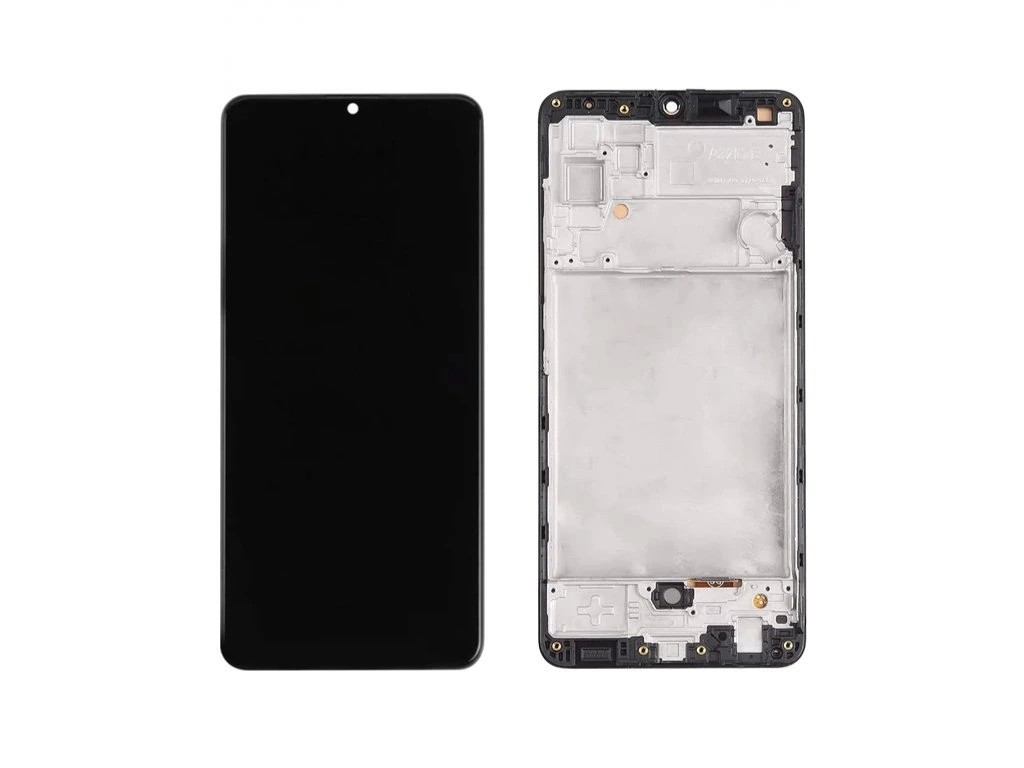 Ekranas Samsung A325 A32 4G su lietimui jautriu stikliuku ir rėmeliu juodas OLED