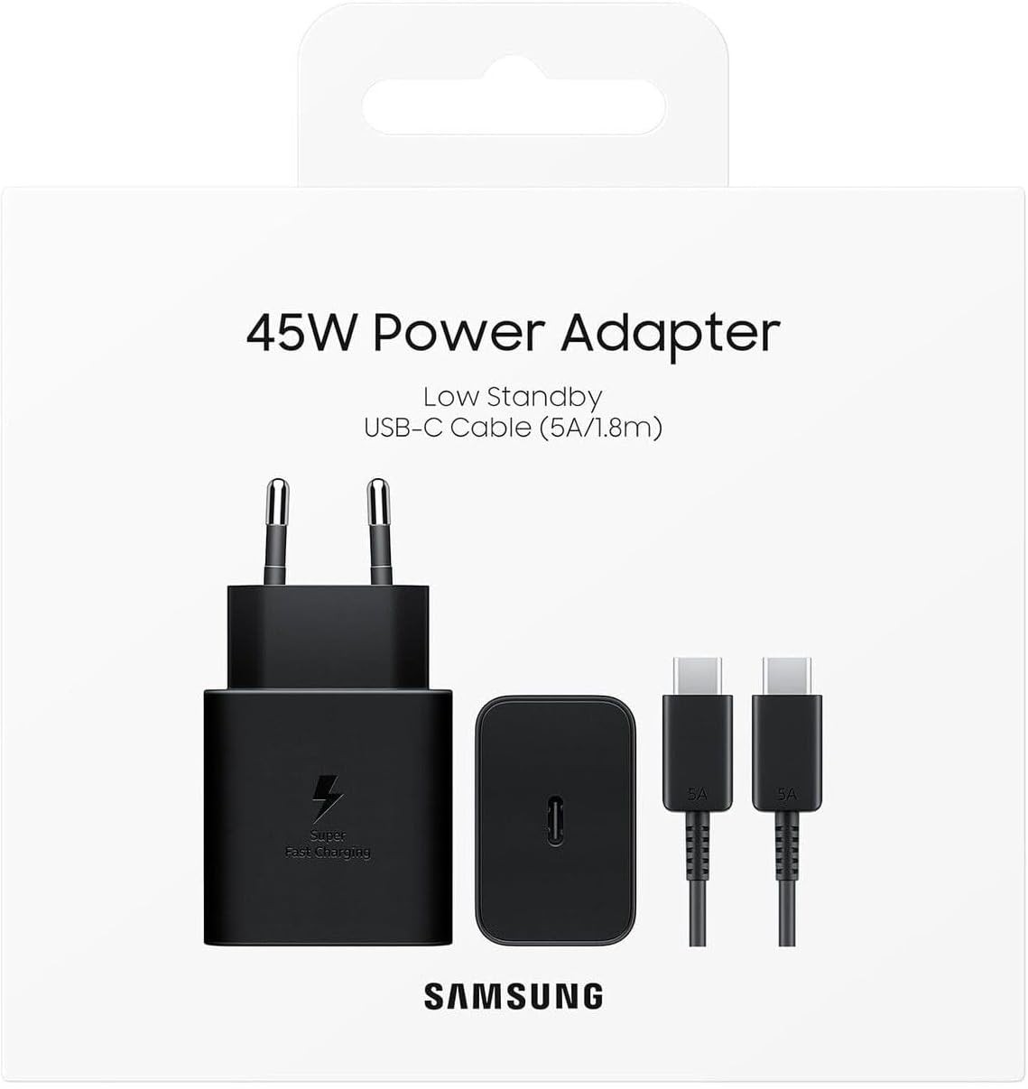 Įkroviklis Samsung EP-T4511XBEGWW 45W + USB-C to USB-C cable 1.8m juodas