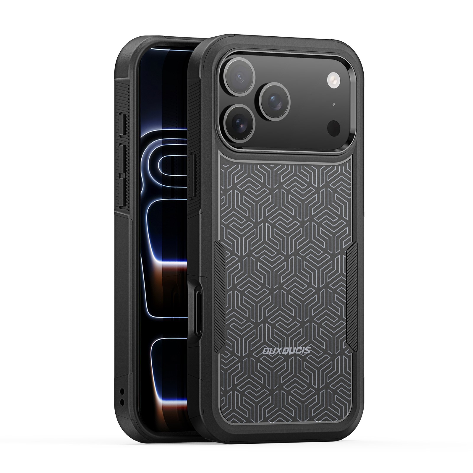 Dėklas Dux Ducis Shld Apple iPhone 17 Pro juodas (Triangle Pattern)