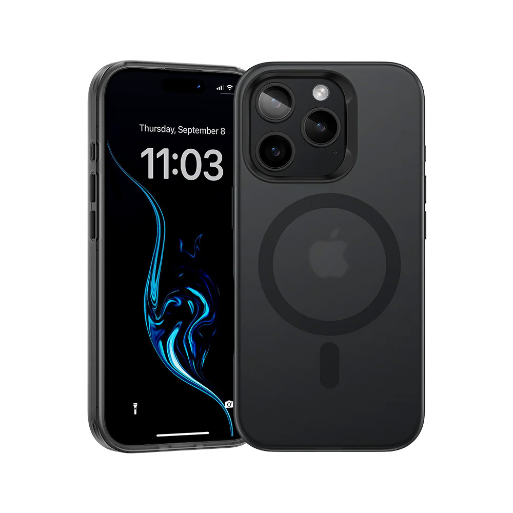 Benks magnetinis Lucid Armor dėklas (B065) Iphone 16 Pro telefonui juodas (su kameros valdymo mygtuku)