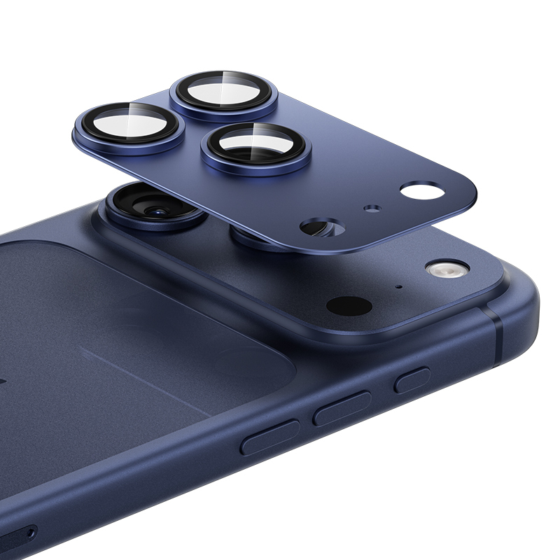 Benks grūdintas stiklas Glass Warrior metalinė integruota objektyvo apsauga (C069) Iphone 17 Pro (3 objektyvai) mėlyna