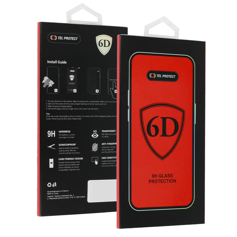 "Tel Protect" apsauginis 6D grūdintas stiklas, skirtas MOTOROLA MOTO G84 5G BLACK