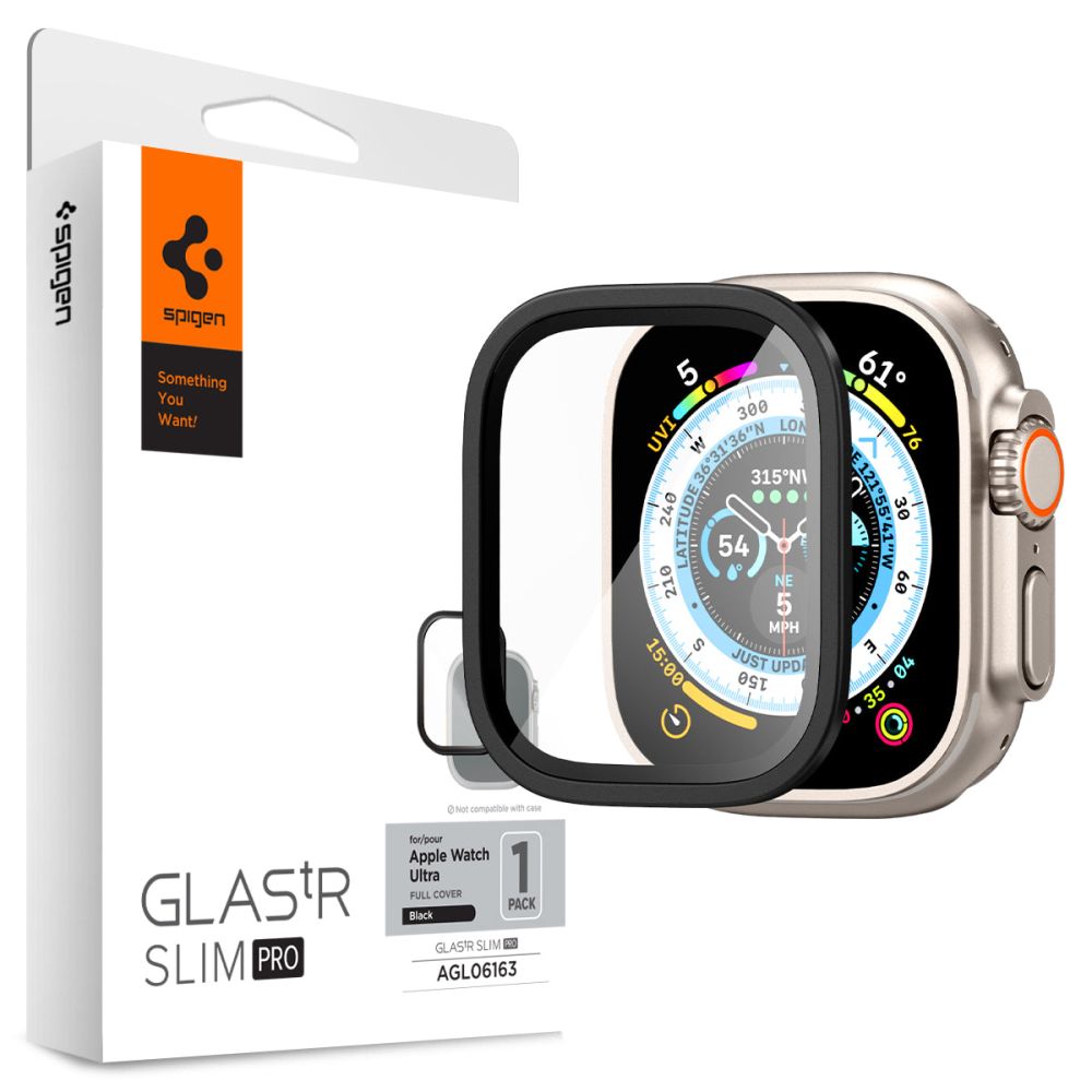 Spigen Glas.tR Slim Pro grūdintas stiklas Apple Watch Ultra (49mm) - juodas