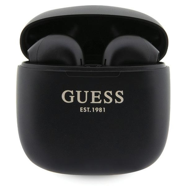 Guess GUTWST26PSK TWS Bluetooth ausinės + įkrovimo stotelė - juodos Classic EST logotipas