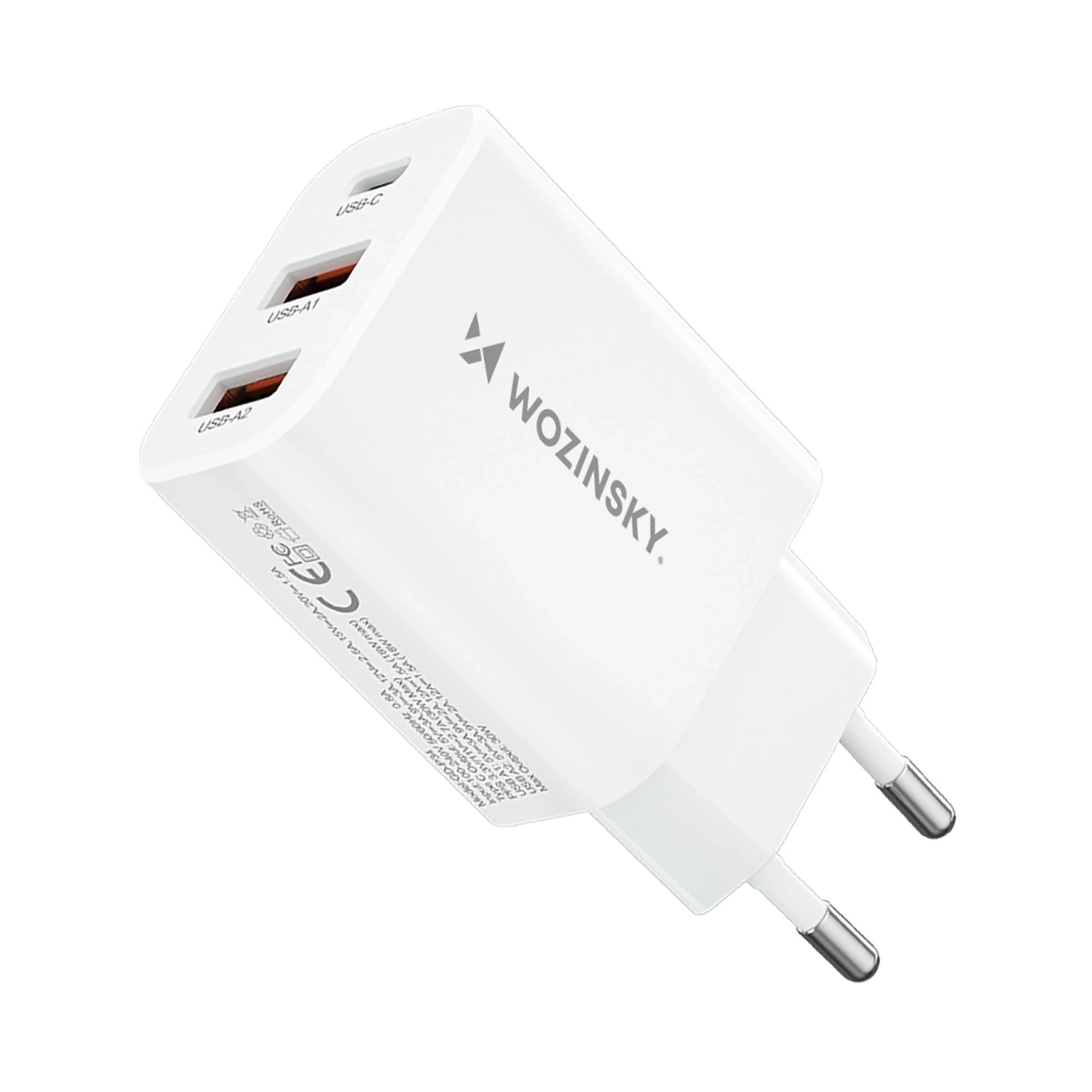 Wozinsky CWCUCW 30W USB-C / 2 x USB-A sieninis įkroviklis - baltas