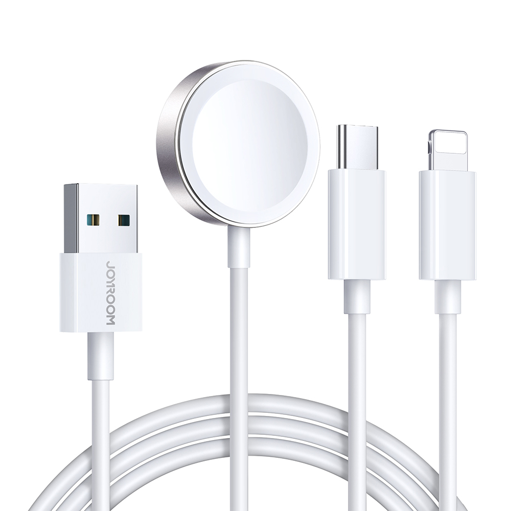 Apple Watch magnetinis įkroviklis Joyroom S-IW008 Lightning + USB-C 5V 1.2m (baltas)