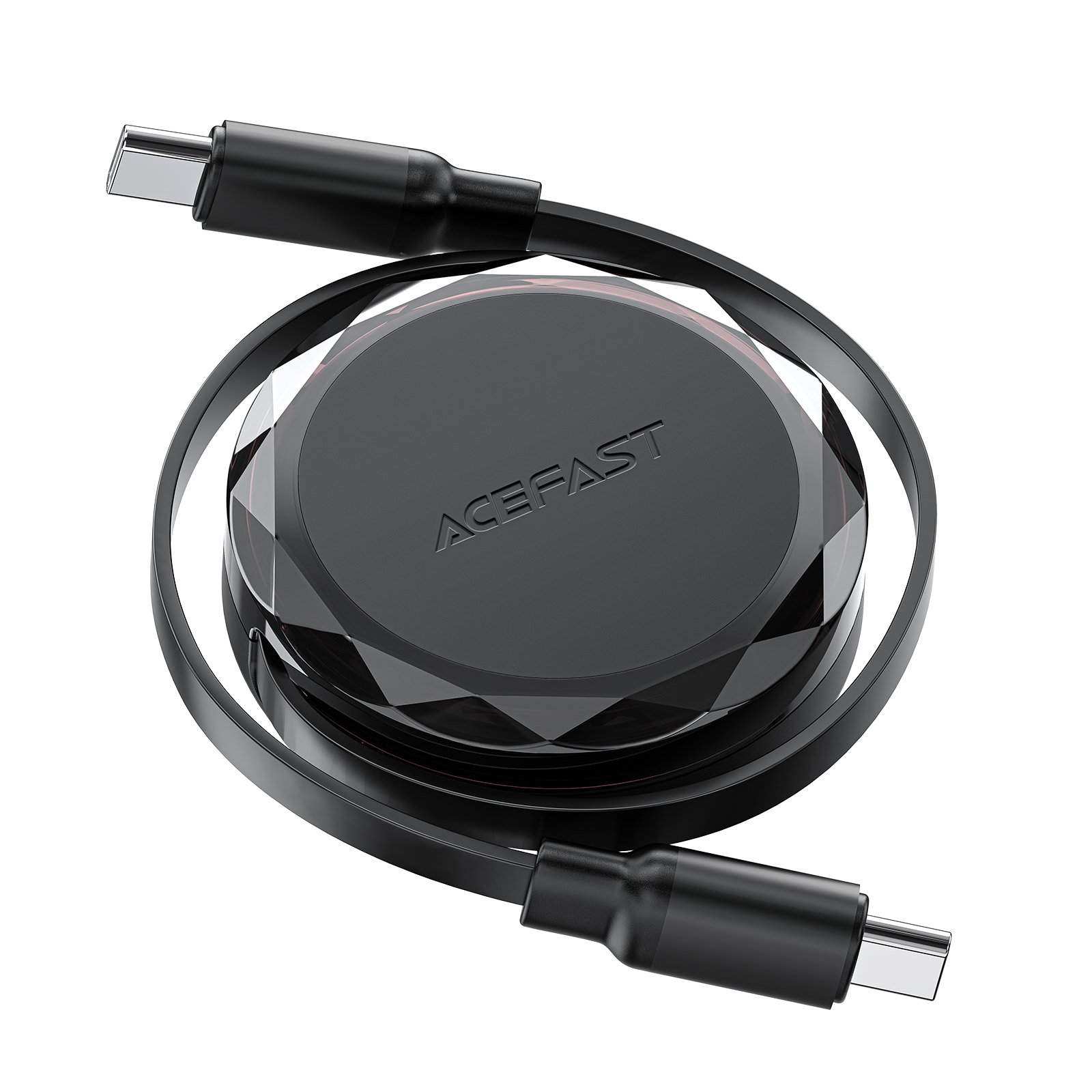 Acefast C13-03 USB-C - USB-C 60W ištraukiamas kabelis - juodas