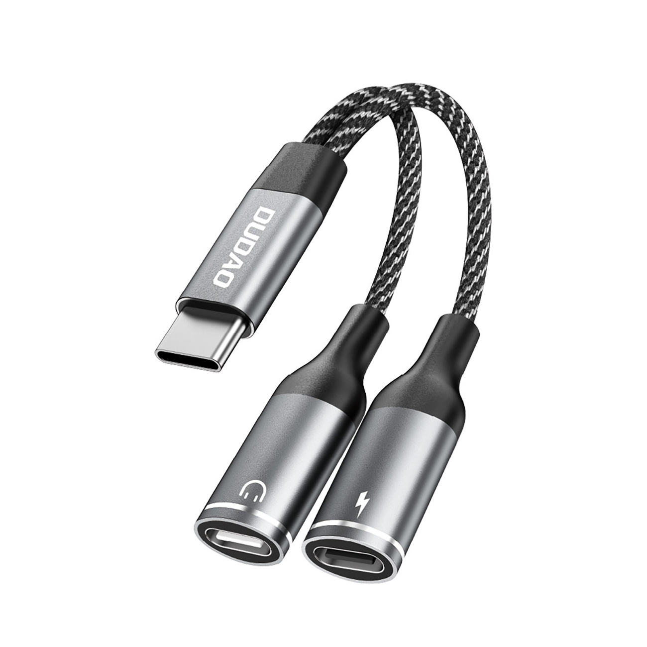 Dudao L13C+ 2in1 USB-C adapteris - pilkas
