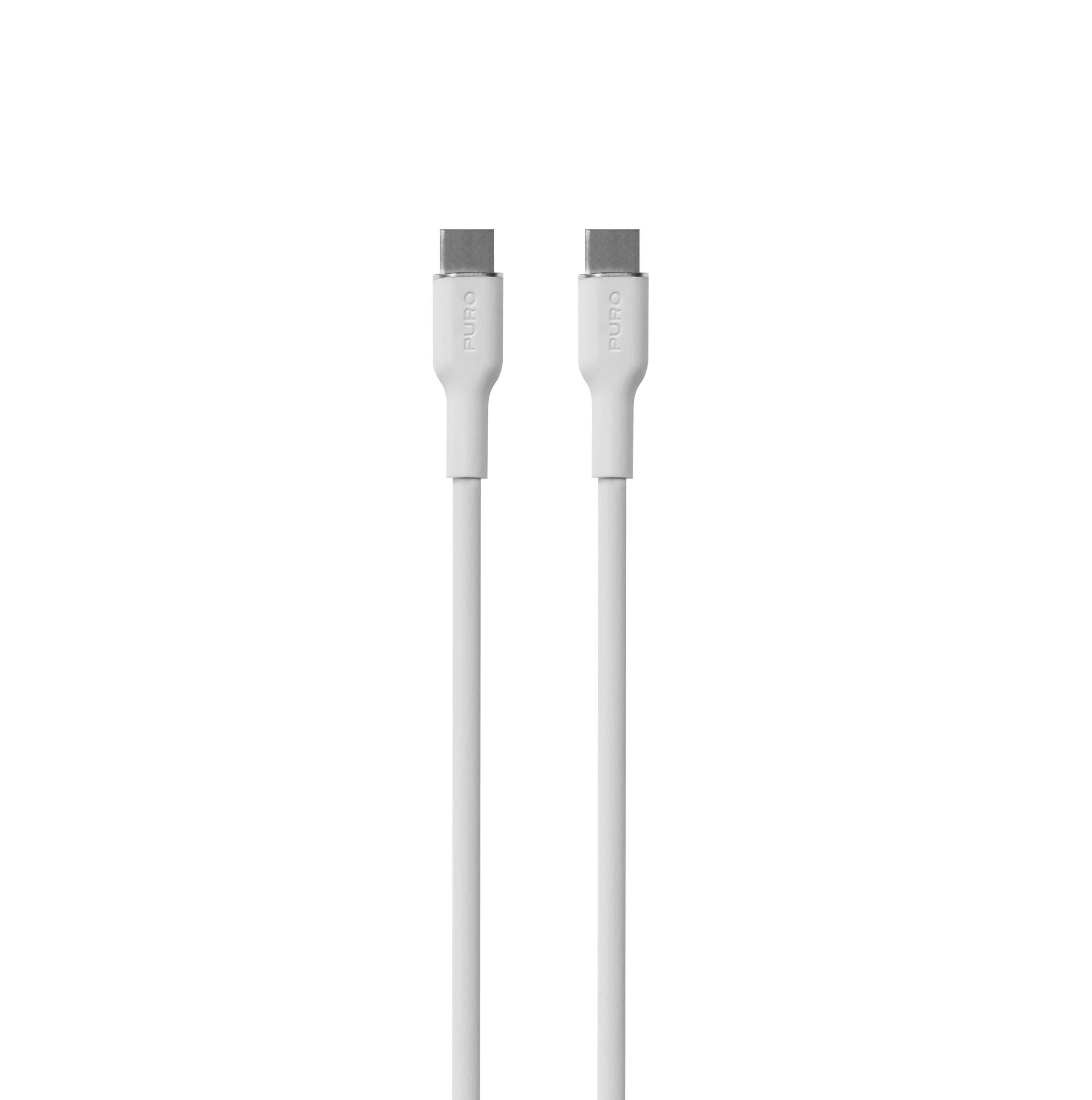 Puro Soft USB-C - USB-C 60W 1.5m silikoninis laidas - baltas