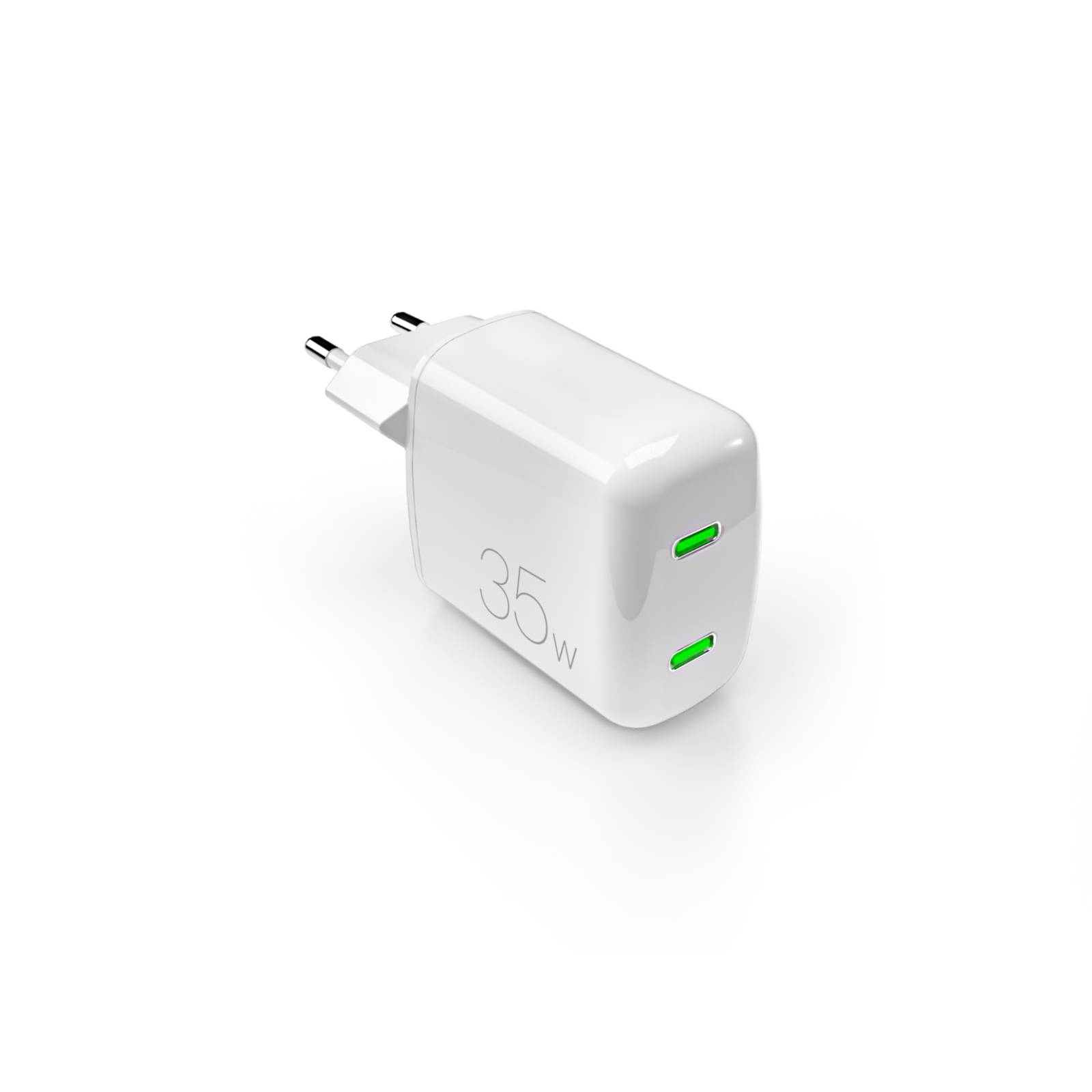 Puro MiniPro 35W GaN 2xUSB-C sieninis įkroviklis - baltas