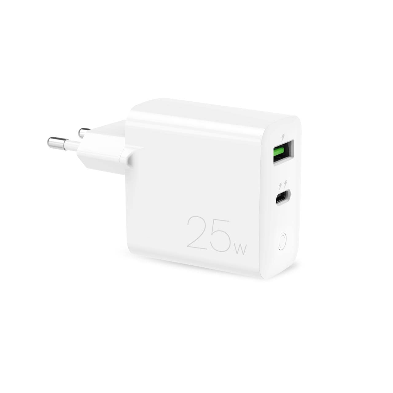 Puro 25W Power Delivery USB-A USB-C sieninis įkroviklis - baltas