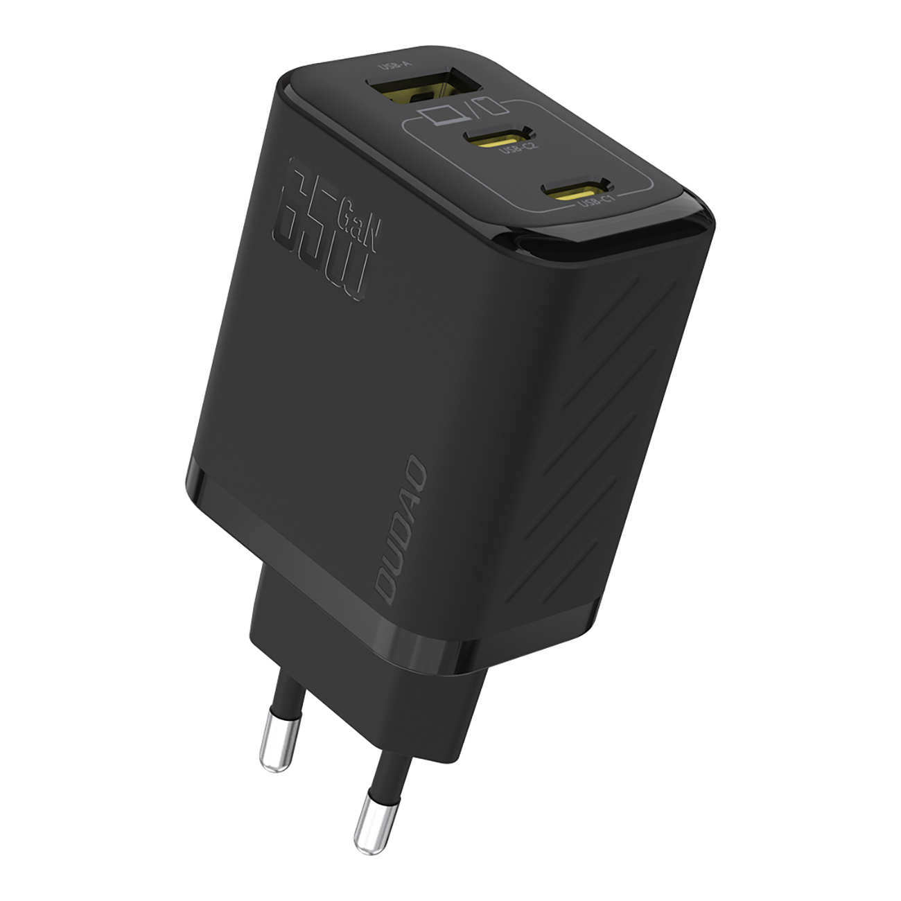 Dudao A29 65W GaN sieninis įkroviklis 2 x USB-C + 1 x USB-A - juodas