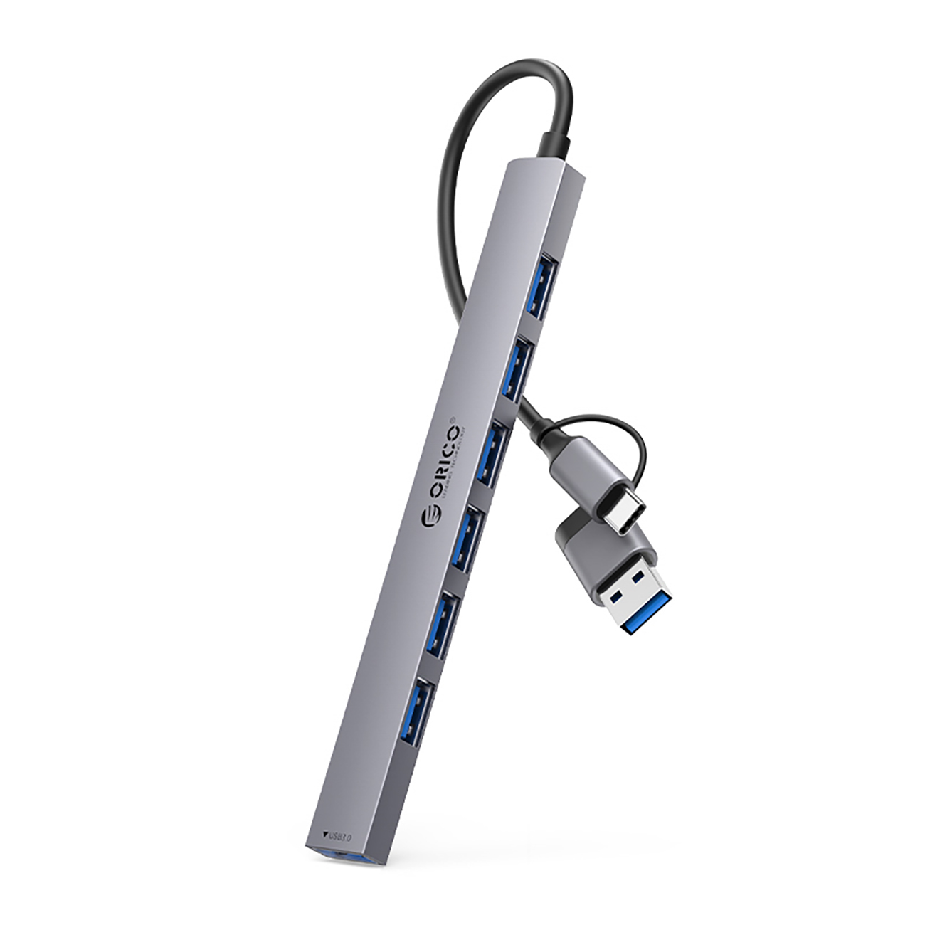 Orico YSA2-U3 USB-A/USB-C Hub prijungimo stotelė 1x USB-A 3.0 + 6x USB-A 2.0 - pilka