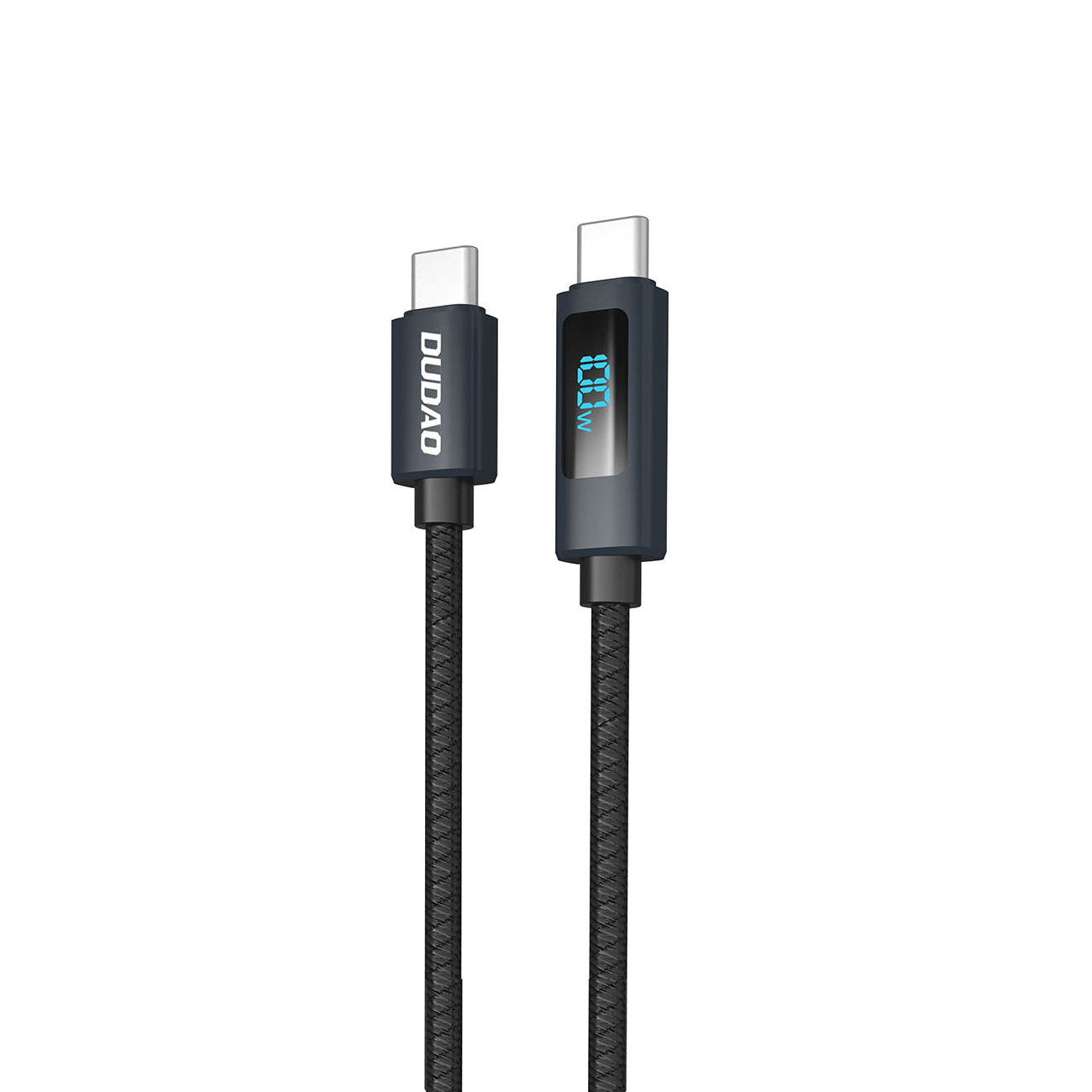 Dudao L7C USB-C - USB-C 100W kabelis su LED ekranu 1m - juodas