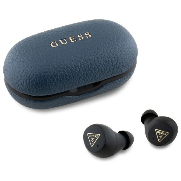 Guess Bluetooth ausinės GUTWSPGTSPSB TWS + įkrovimo stotelė mėlynos/mėlynos grūdėtas klasikinis logotipas