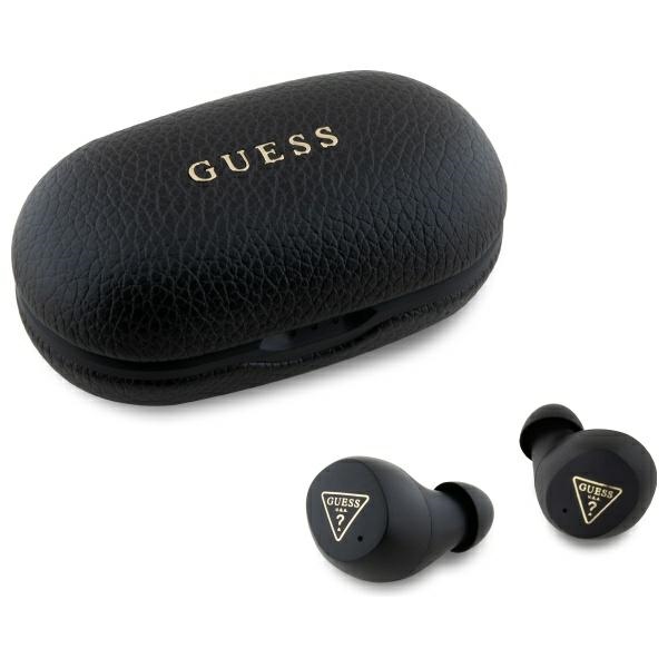 Guess Bluetooth ausinės GUTWSPGTSPSK TWS + įkrovimo stotelė juodos/juodos grūdėtas klasikinis logotipas