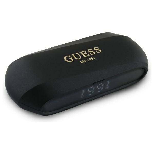 Guess pailgintas metalinis spausdintas logotipas Bluetooth TWS ausinės + įkrovimo stotelė - juodos