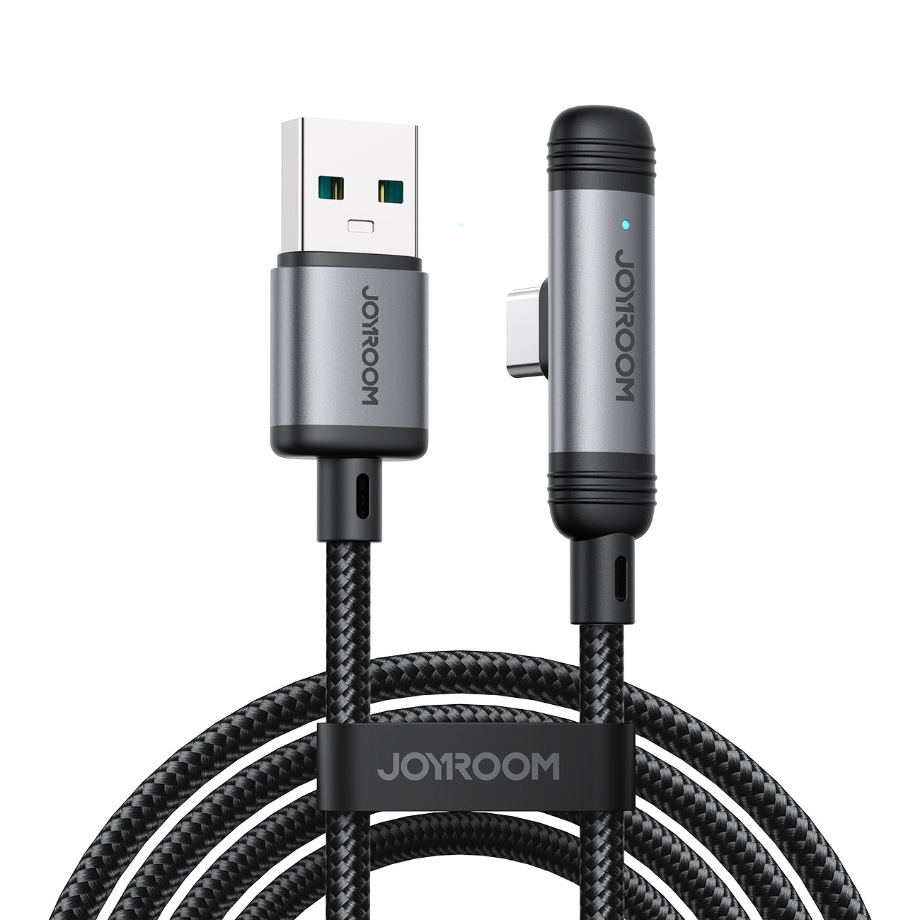 Joyroom S-A56 EnjoyX serijos 90° USB-A - USB-C 3A kabelis 1.2m - juodas