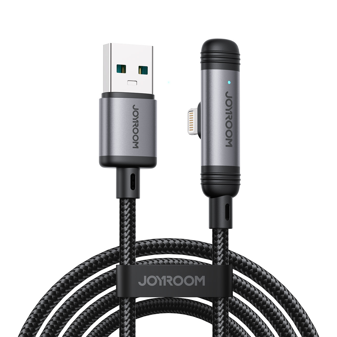 Joyroom S-A56 EnjoyX serijos 90° USB-A - Lightning 3A kabelis 1.2m - juodas